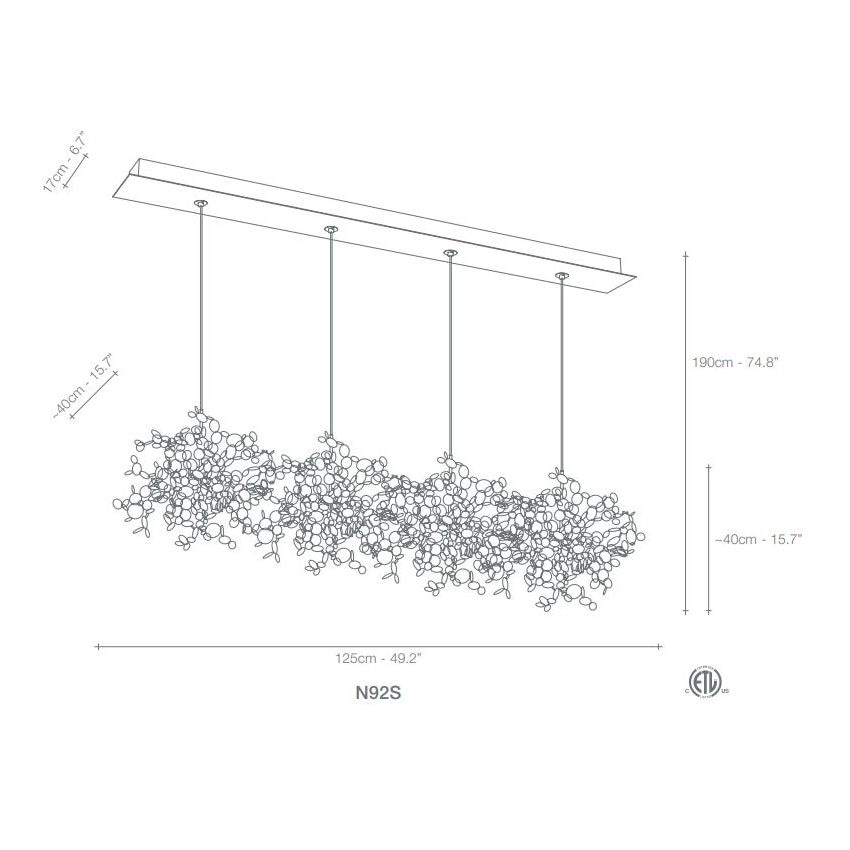 Argent 4 Element Linear Suspension Dimensions