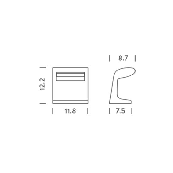 BORNE BÉTON PETITE Indoor/Outdoor Table Dimensions