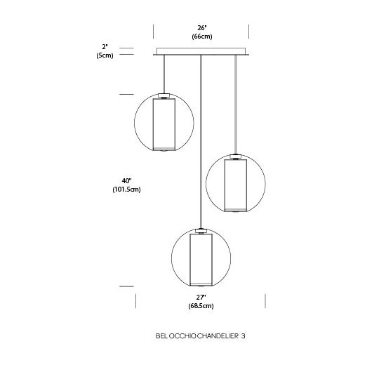 Bel Occhio Chandelier 3 Suspension Dimensions
