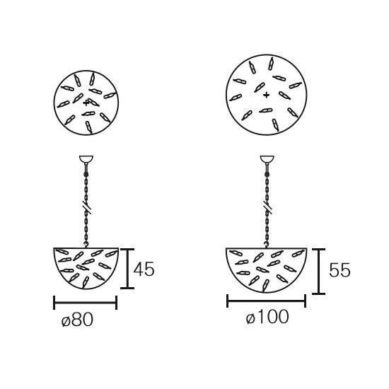 Delphinium Suspension Round Dimensions