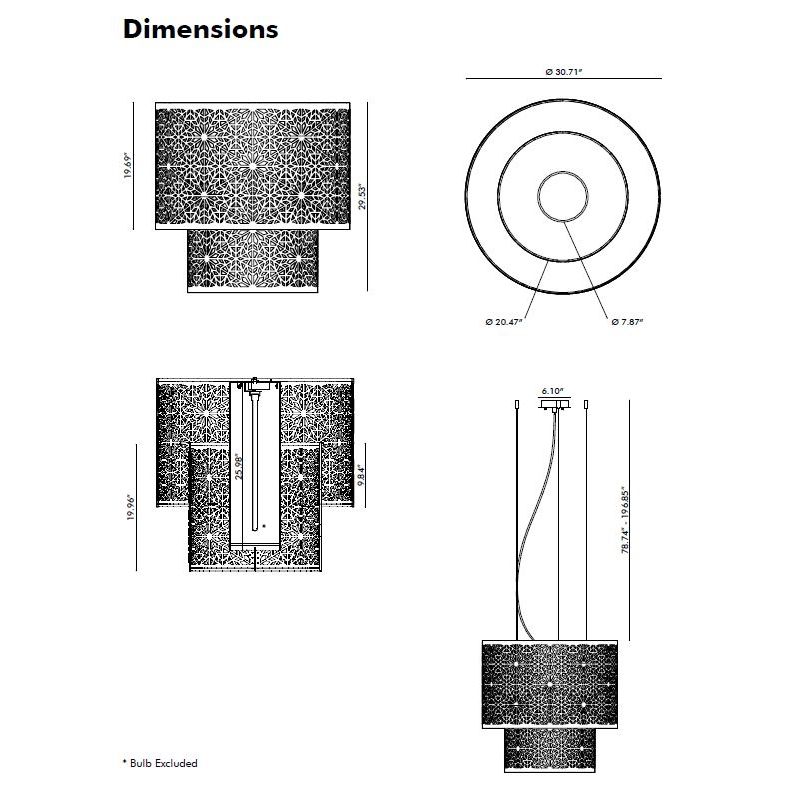 BuzziChandelier Suspension Dimensions