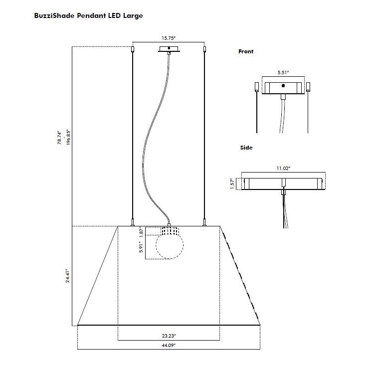 BuzziShade Large Suspension Dimensions