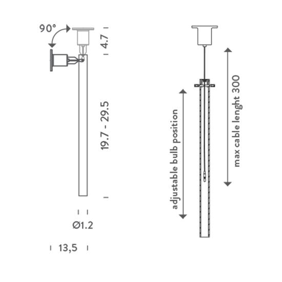 Canna Nuda Wall/Ceiling Dimensions