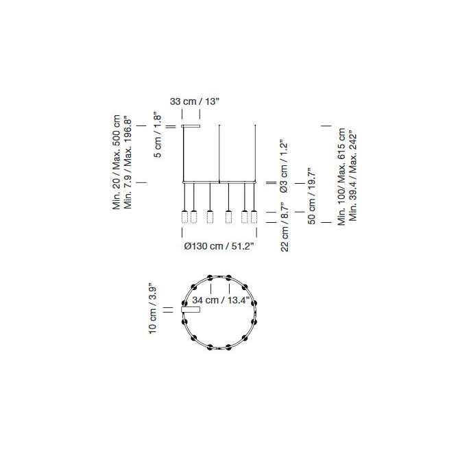 Cirio Circular Suspension Dimensions