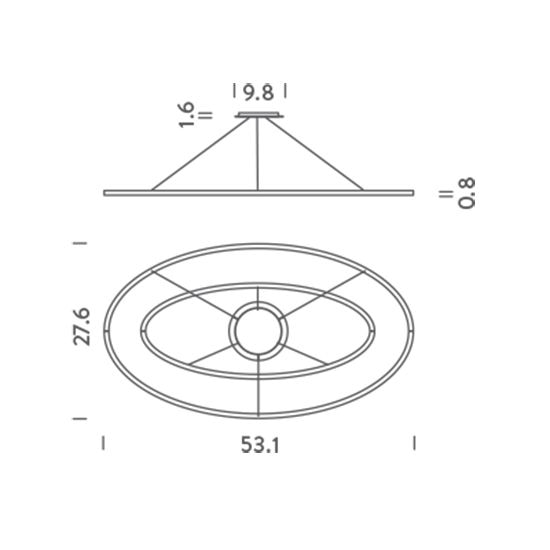 Ellisse Double Suspension 2700K Dimensions