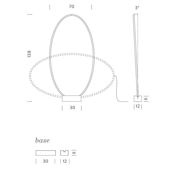 Ellisse Floor/Wall Dimensions