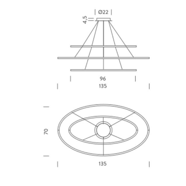 Ellisse Triple Suspension Dimensions