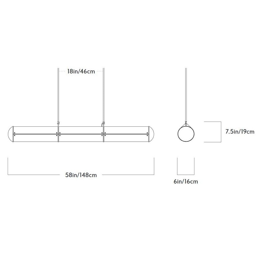 Endless Straight 3 Units Suspension Dimensions