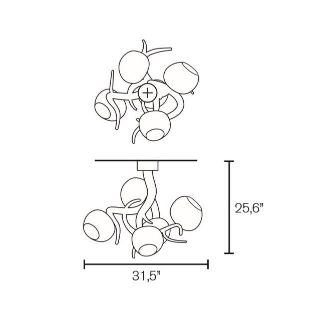 Ersa Ceiling Chandelier Dimensions