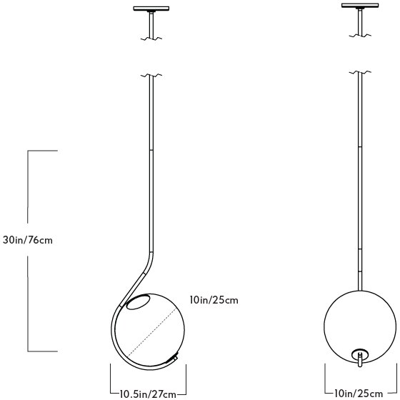 Fiddlehead Pendant Suspension Dimensions