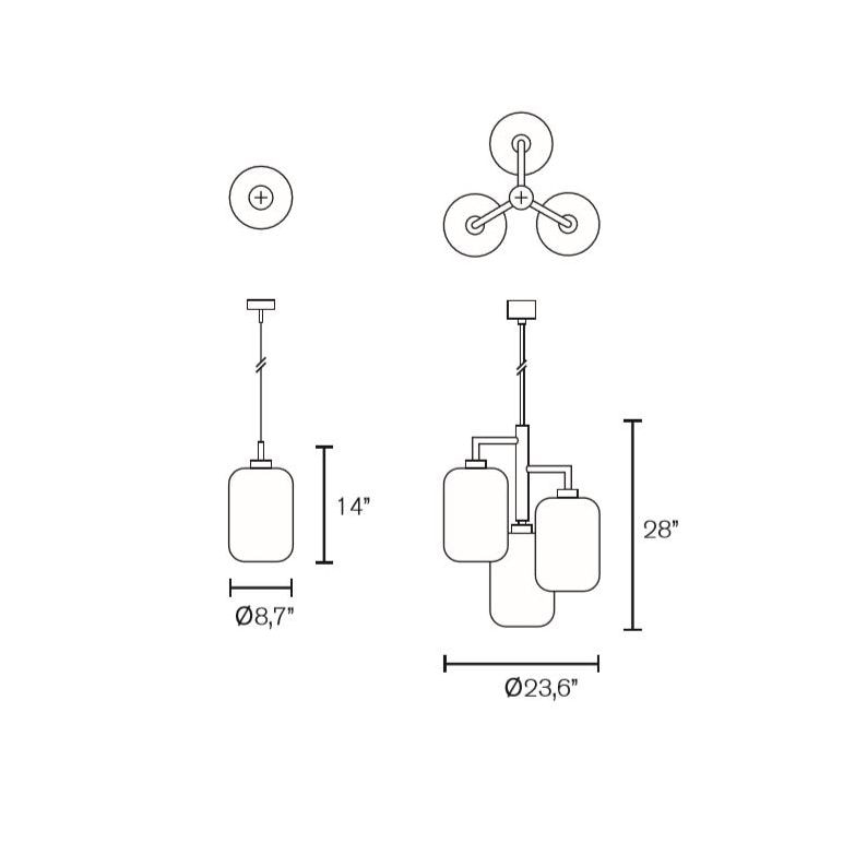 Louise Chandelier Suspension Dimensions