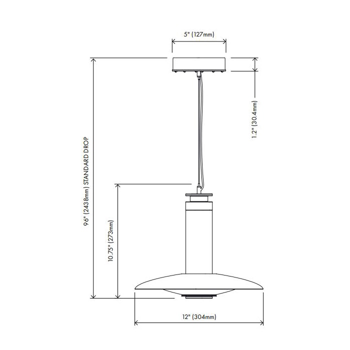 Luna A-Series Small Disc Pendant Suspension Dimensions