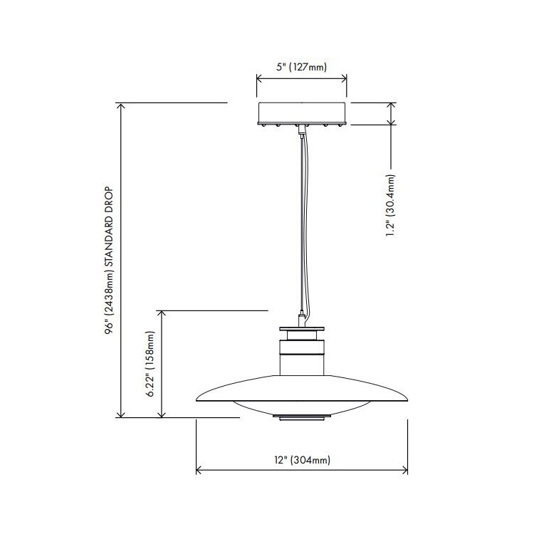 Luna A-Series X-Small Disc Pendant Suspension Dimensions
