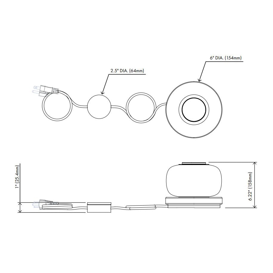 Luna A-Series Desk Lamp Table Dimensions