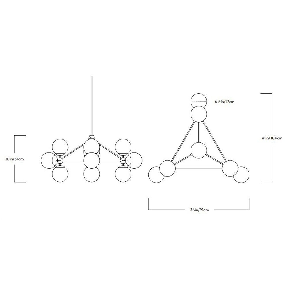 Modo 3 Sided 10 Globe Suspension Dimensions