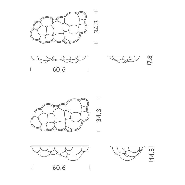 Nuvola Wall/Ceiling Dimensions