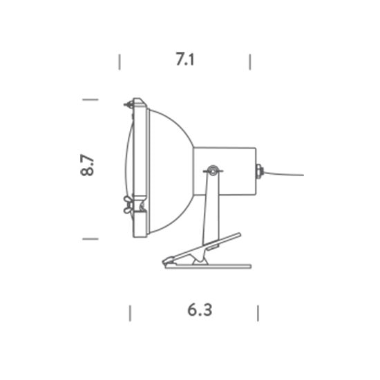 Projecteur 165 Clip/Pinza Table Dimensions