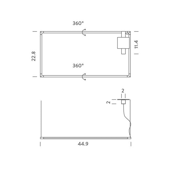 Spigolo Horizontal Suspension Dimensions