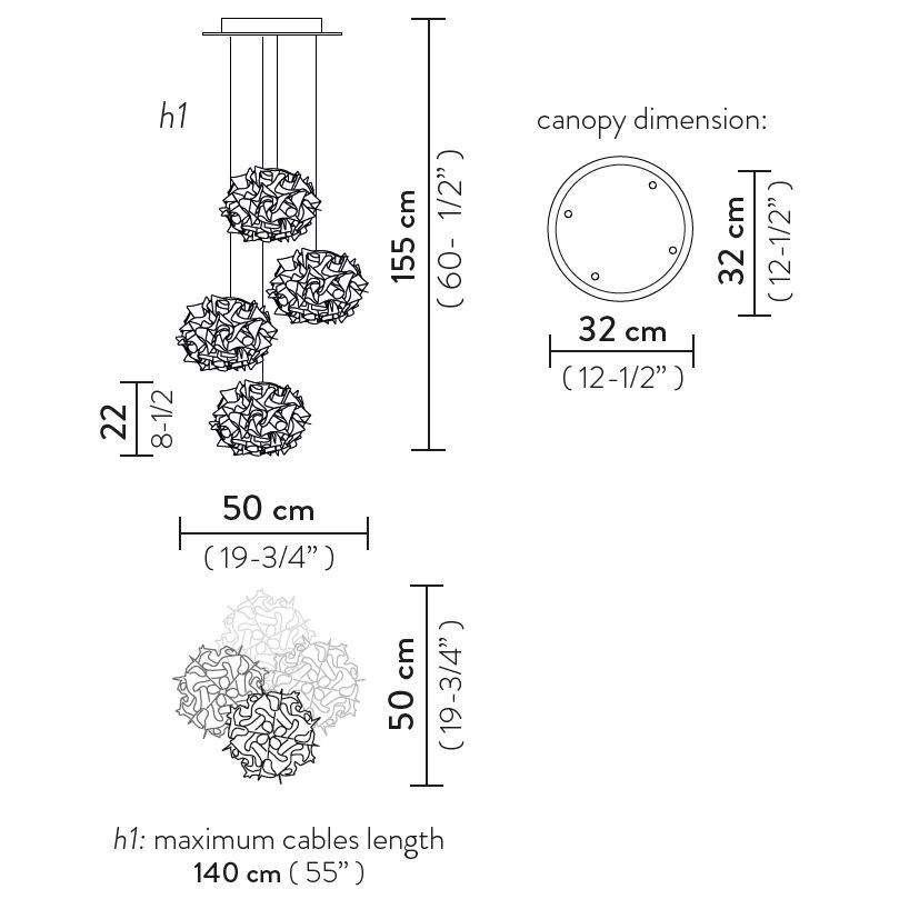 Veli Mini Quartet Couture Suspension Dimensions