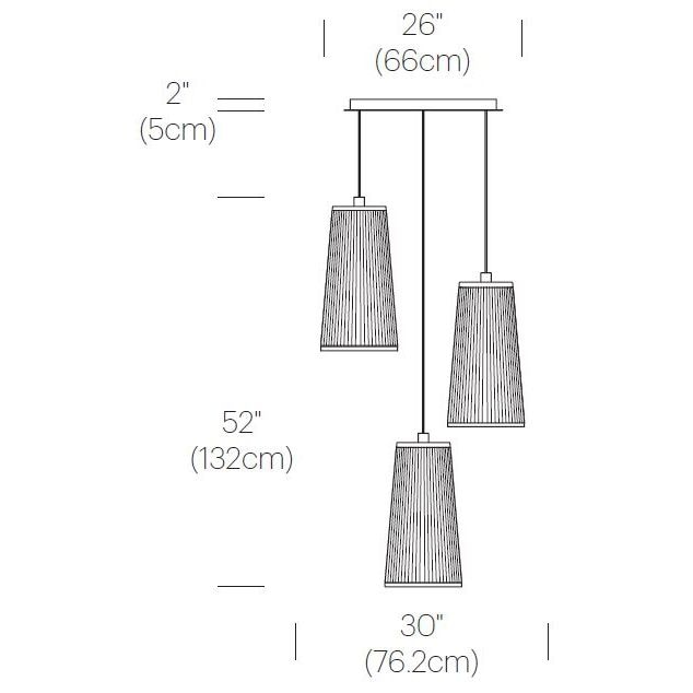Solis Chandelier 3 Suspension Dimensions