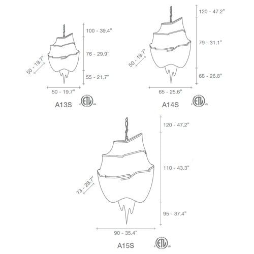 Atlantis 3 Tier Suspension Dimensions