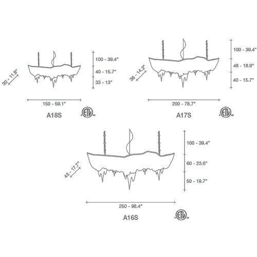 Atlantis 1 Tier Suspension Dimensions