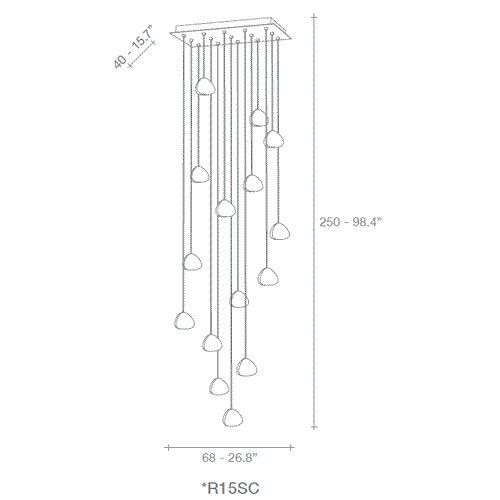 Mizu 15 Light Cluster Suspension Dimensions