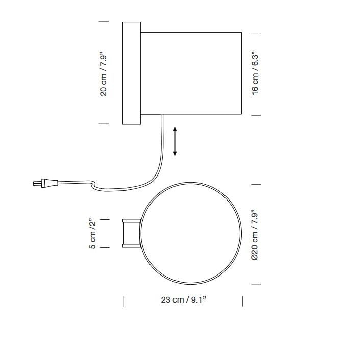 TMM Corto Plug-In Wall Dimensions