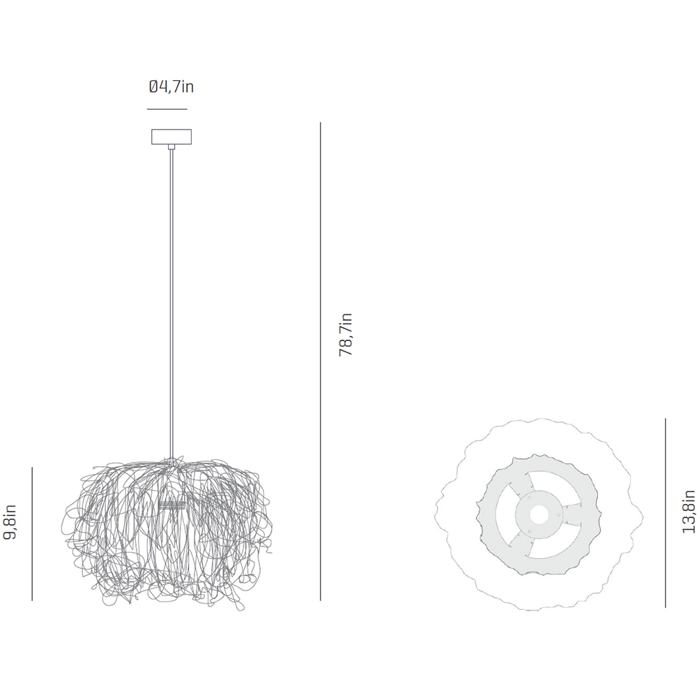 Caos Small Suspension Dimensions
