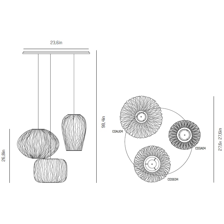 Coral 3 Light Composition Suspension Dimensions