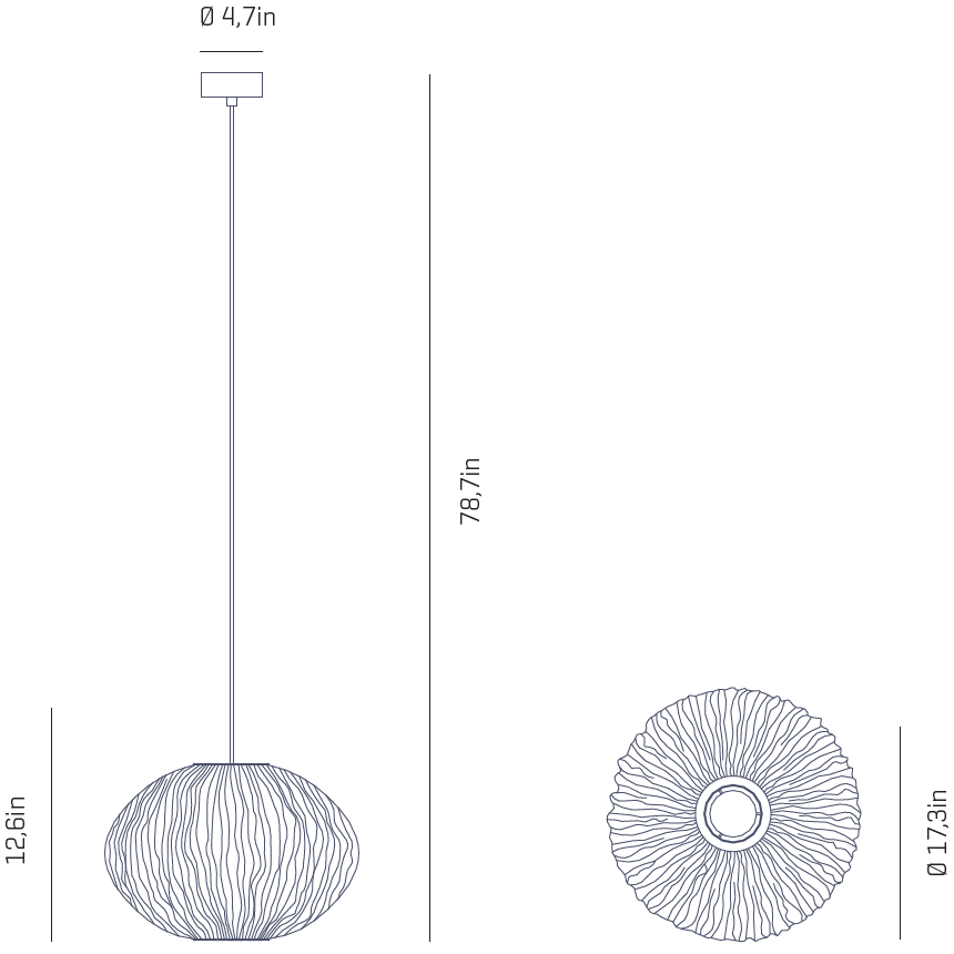 Coral Seaurchin Small Suspension Dimensions