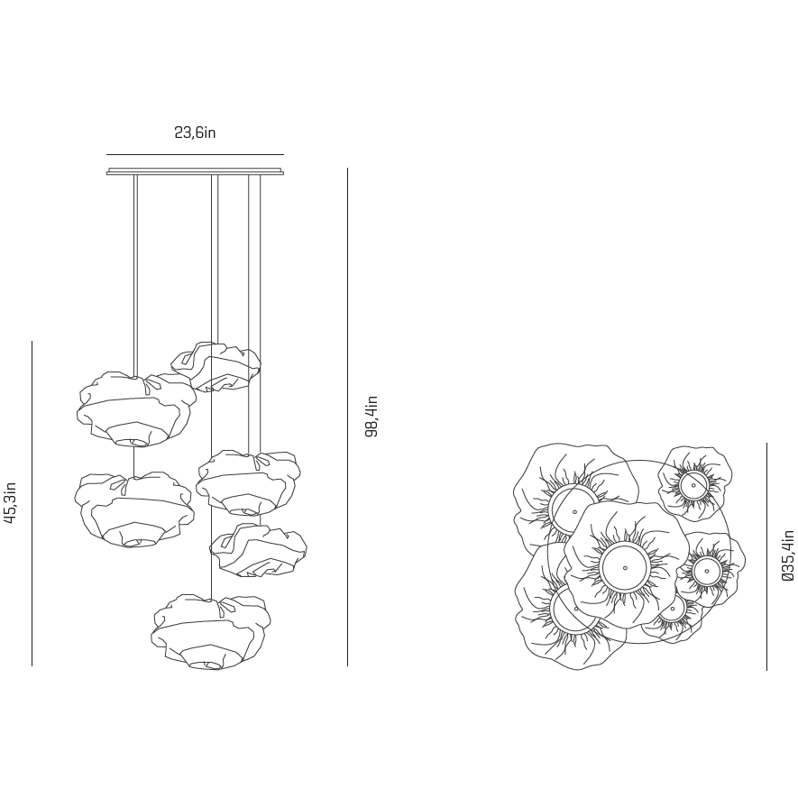 Nevo 6 Light Composition Suspension Dimensions
