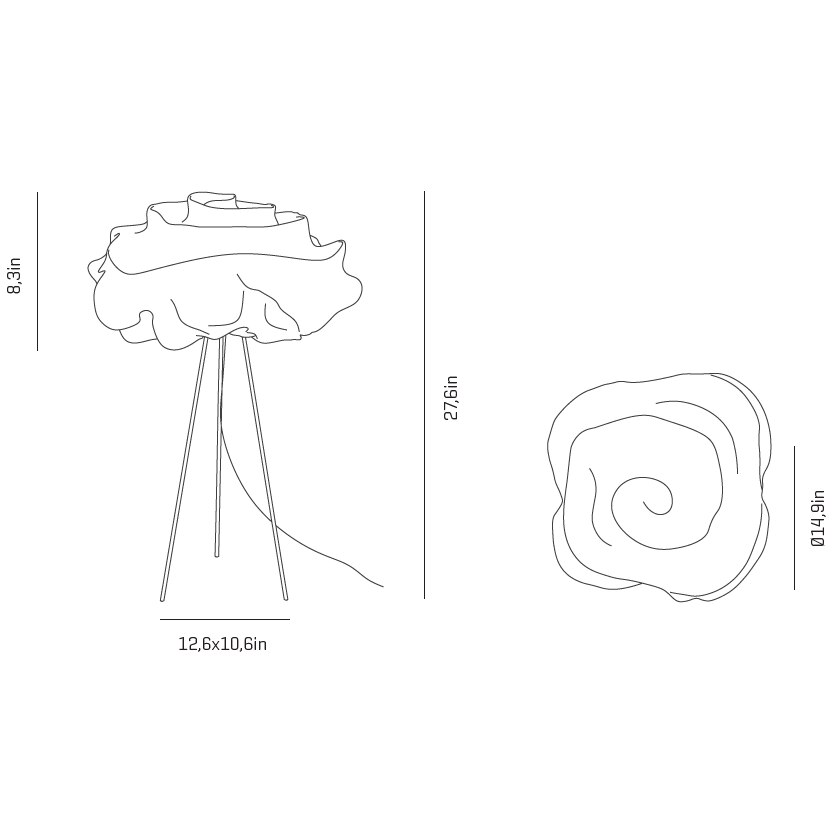 Nevo Table with Tripod Stand Dimensions