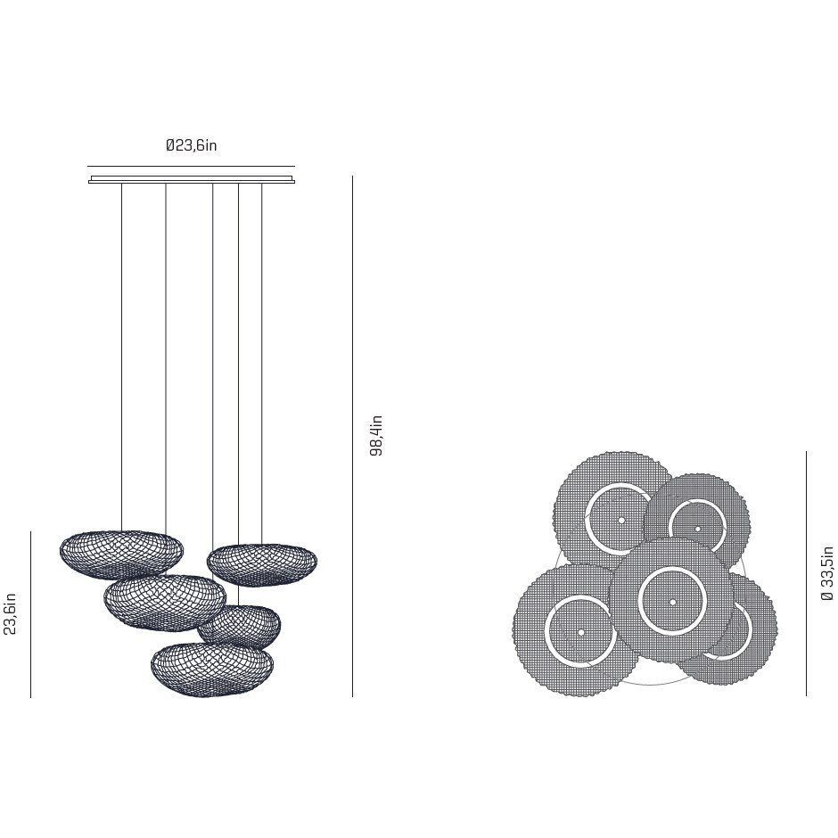 Tati 5 Light Composition Suspension Dimensions