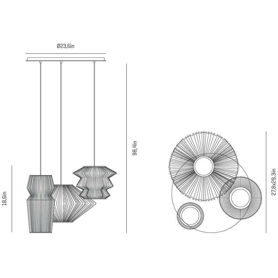 Ura 3 Light Composition Suspension Dimensions