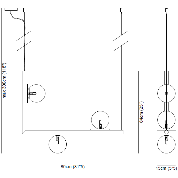 Afrodite Pendant #1 Suspension Dimensions