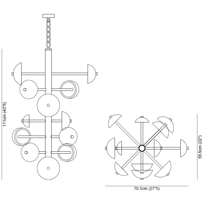 Apollo Chandelier Suspension Dimensions