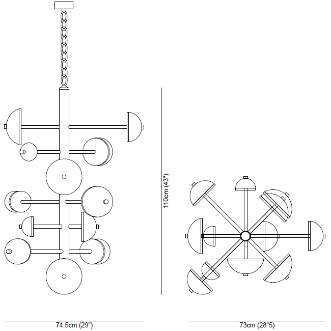 Ares Chandelier Suspension Dimensions