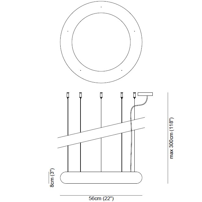 Aura Chandelier Suspension Dimensions