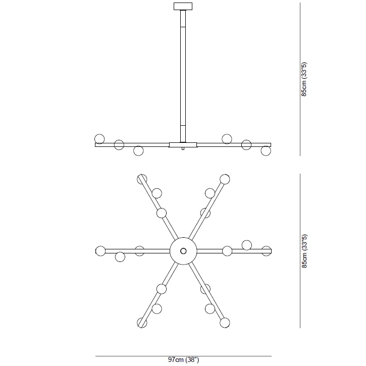 Demetra Chandelier Suspension Dimensions