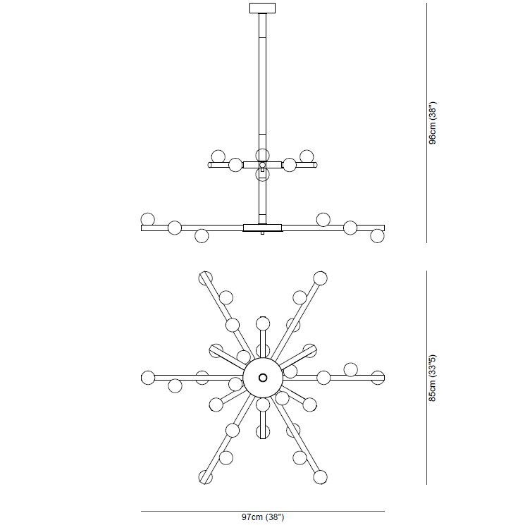 Demetra Double Chandelier Suspension Dimensions