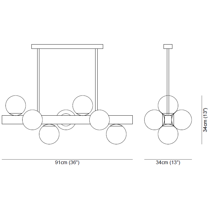 Dioniso Chandelier Suspension Dimensions