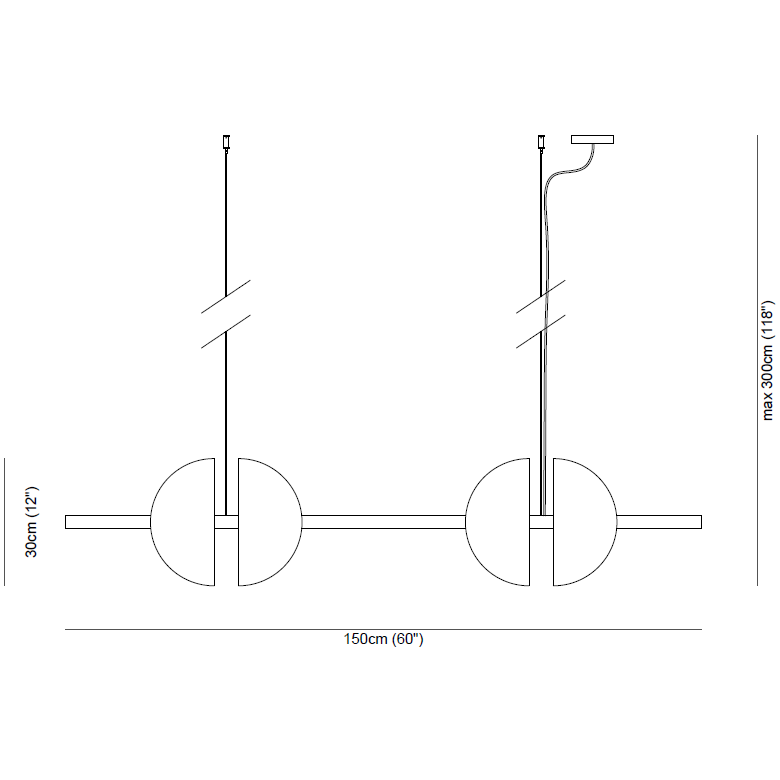 Ermes Pendant #1 Suspension Dimensions