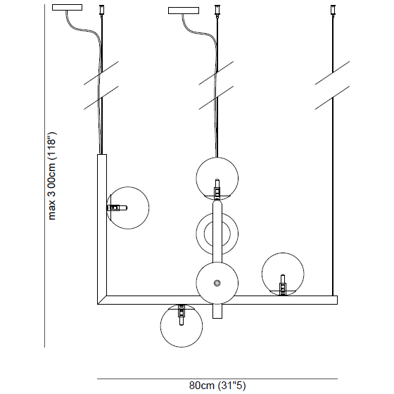 Ofione Double Pendant Suspension Dimensions