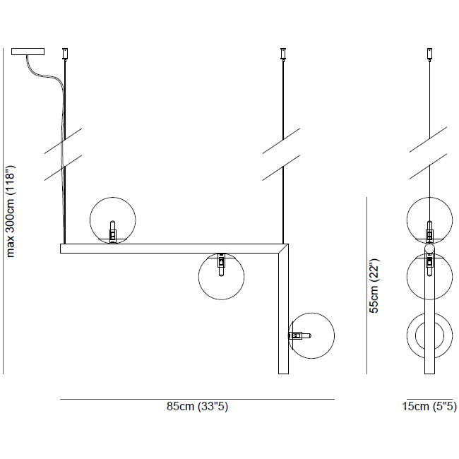 Ofione Pendant #2 Suspension Dimensions