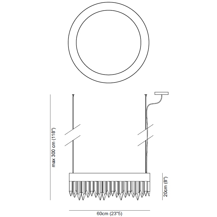 Urano Pendant #1 Suspension Dimensions