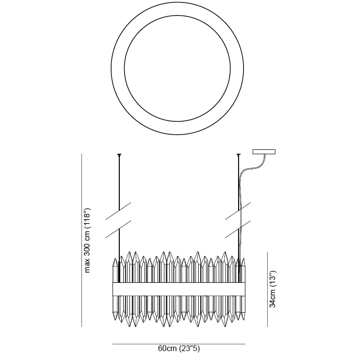 Urano Pendant #2 Suspension Dimensions