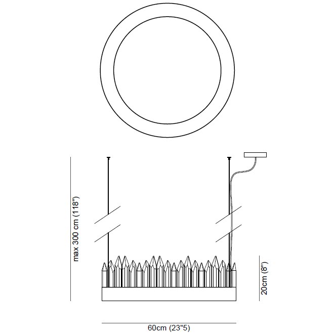 Urano Pendant #3 Suspension Dimensions