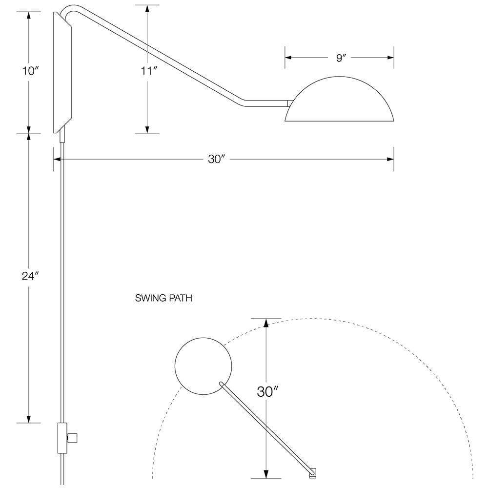 Swing Dome Light Wall Dimensions