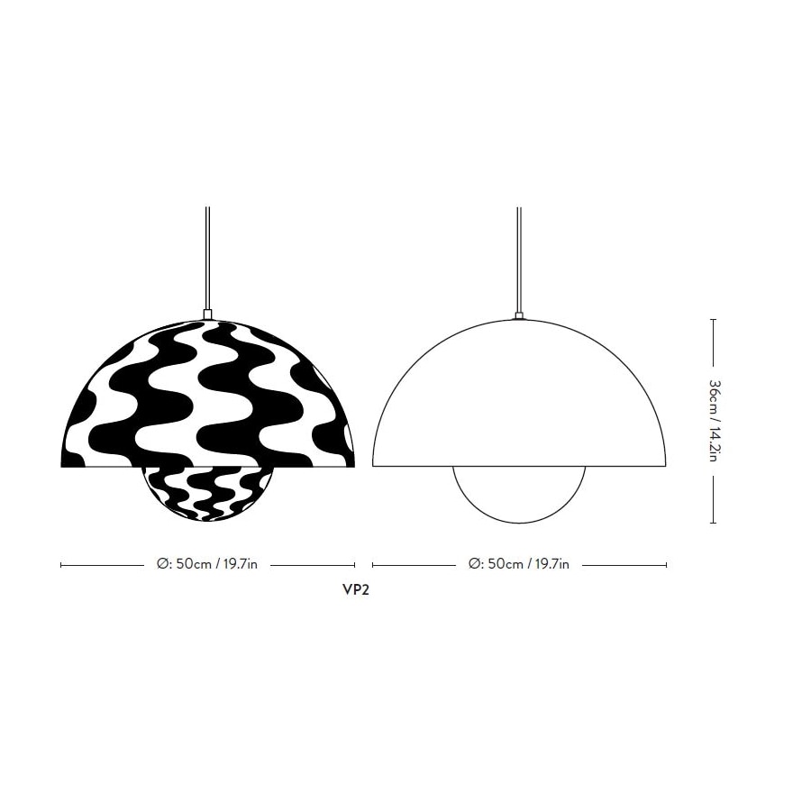 Flowerpot VP2 Suspension Dimensions